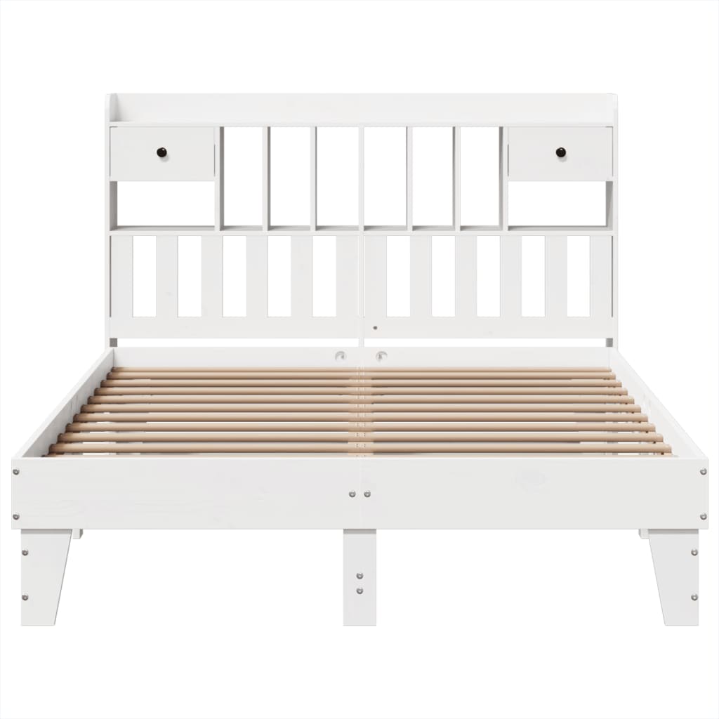 vidaXL Bed Frame without Mattress White 160x200 cm Solid Wood Pine 4