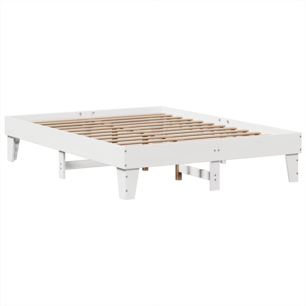 vidaXL Bed Frame without Mattress White 160x200 cm Solid Wood Pine 5