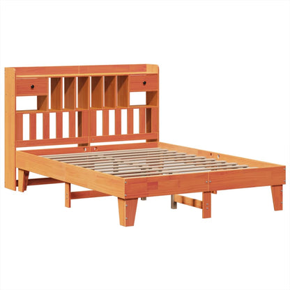 vidaXL Bed Frame without Mattress Wax Brown 150x200 cm King Size Solid Wood Pine 3