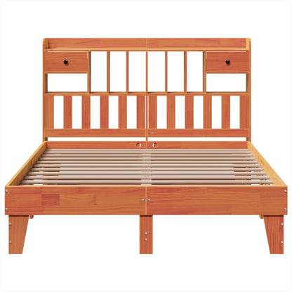 vidaXL Bed Frame without Mattress Wax Brown 150x200 cm King Size Solid Wood Pine 4