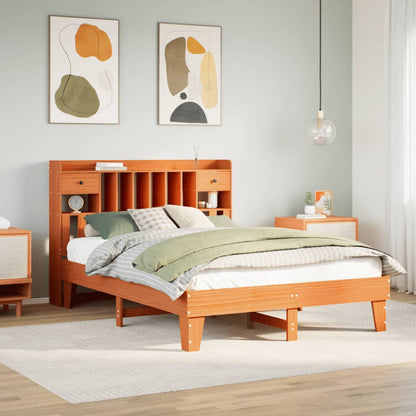 vidaXL Bed Frame without Mattress Wax Brown 150x200 cm King Size Solid Wood Pine 1