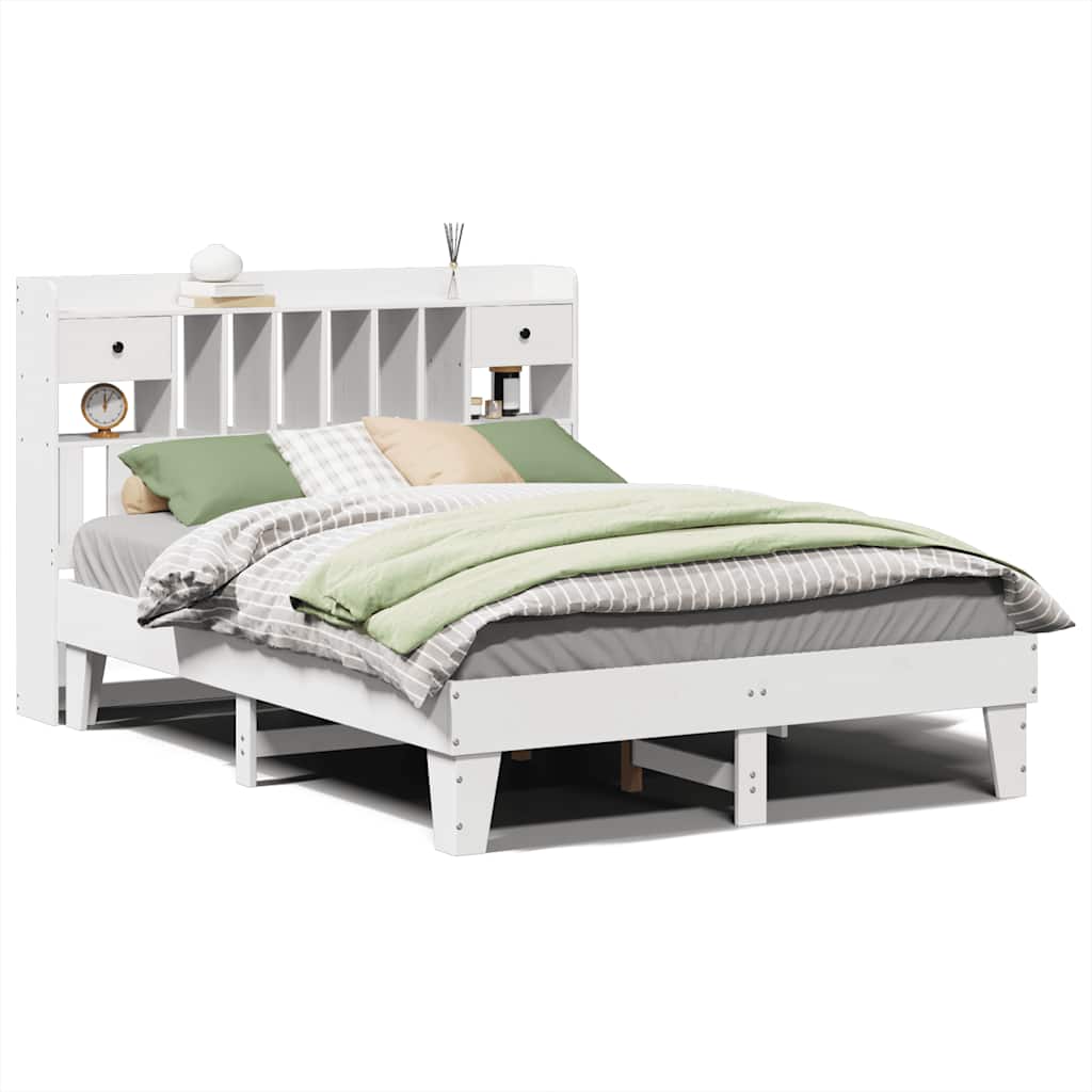 Bed Frame without Mattress Solid Wood Pine White 140 cm 200 cm
