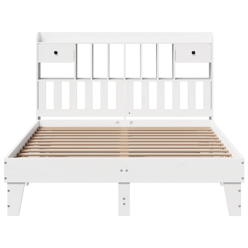 vidaXL Bed Frame without Mattress White 140x200 cm Solid Wood Pine 4