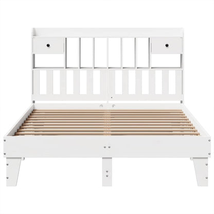 vidaXL Bed Frame without Mattress White 140x200 cm Solid Wood Pine 4