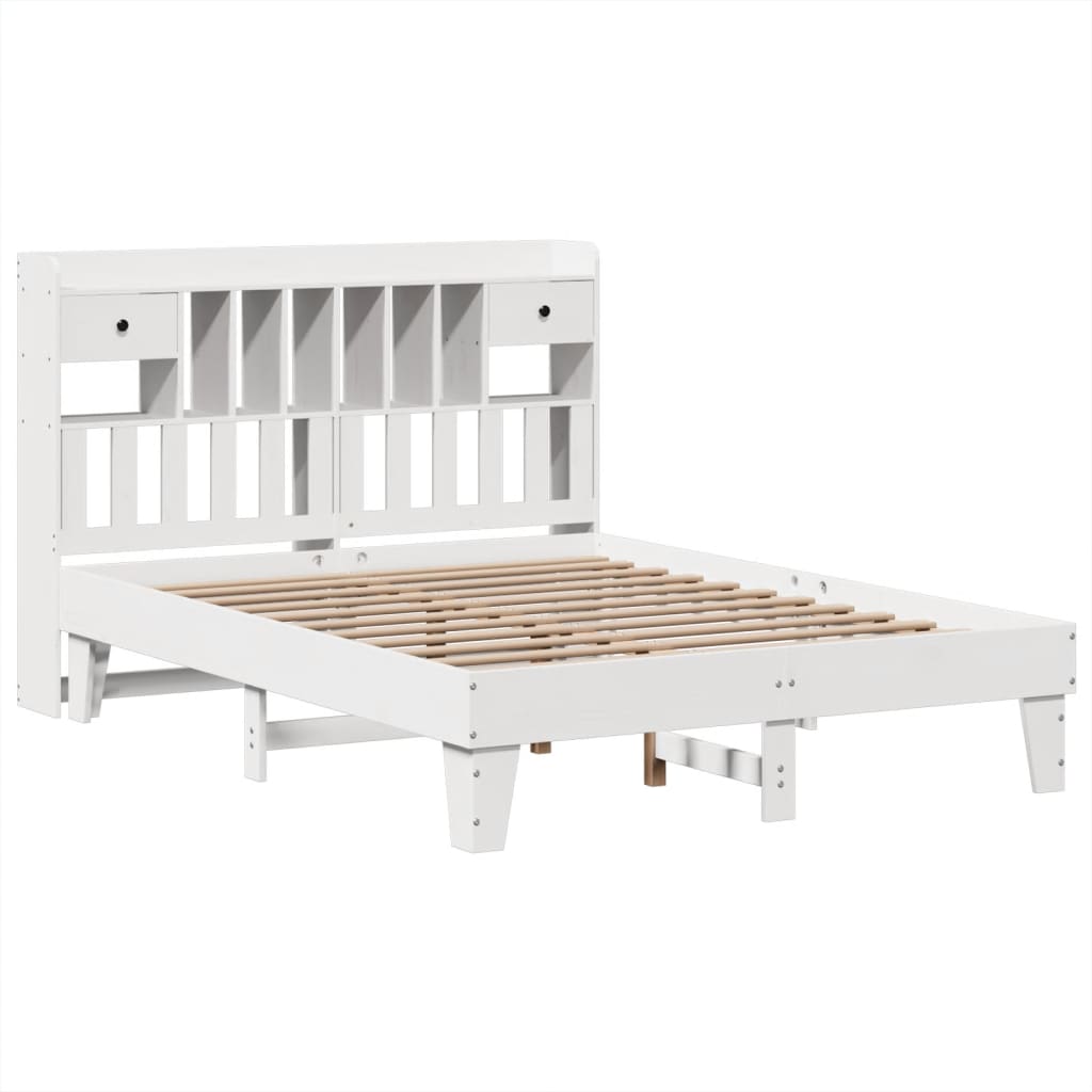 vidaXL Bed Frame without Mattress White 140x190 cm Solid Wood Pine 3