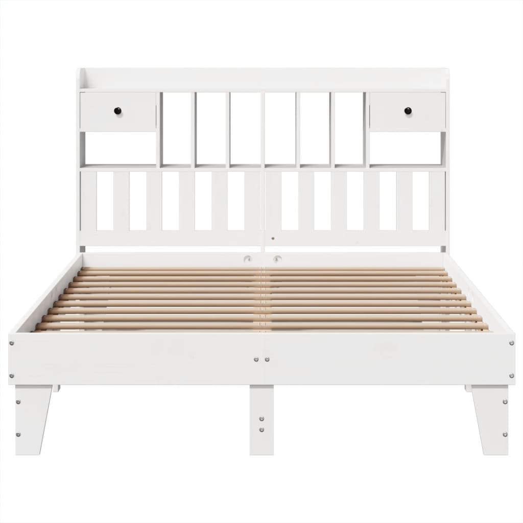 vidaXL Bed Frame without Mattress White 140x190 cm Solid Wood Pine 4