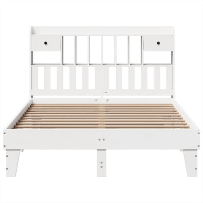 vidaXL Bed Frame without Mattress White 140x190 cm Solid Wood Pine 4