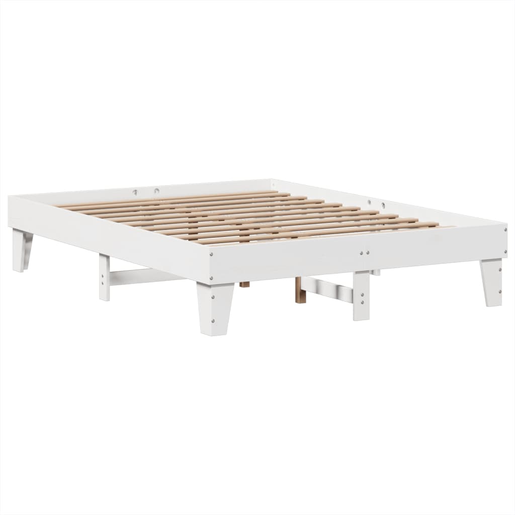 vidaXL Bed Frame without Mattress White 140x190 cm Solid Wood Pine 5