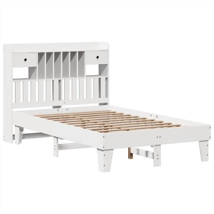 Bed Frame without Mattress Solid Wood Pine White 135 cm 190 cm