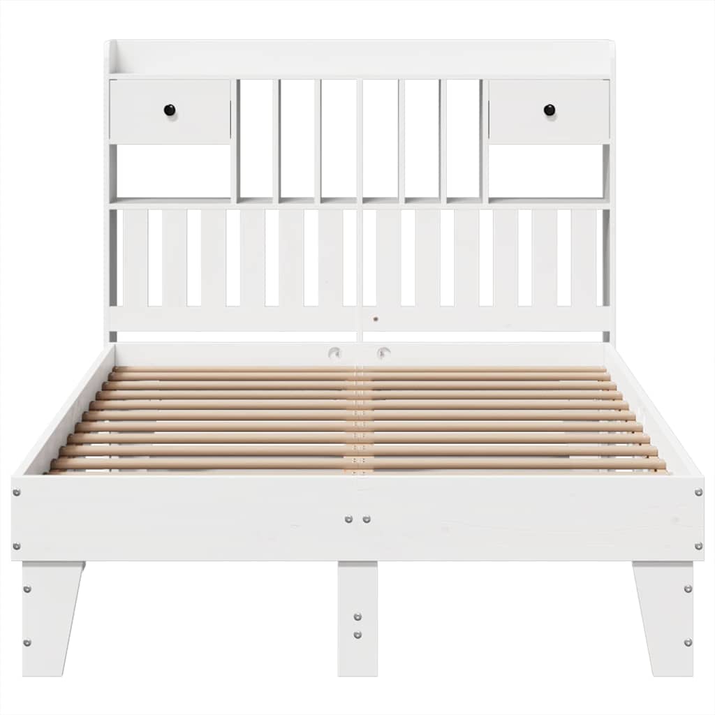 vidaXL Bed Frame without Mattress White 135x190 cm Solid Wood Pine 4