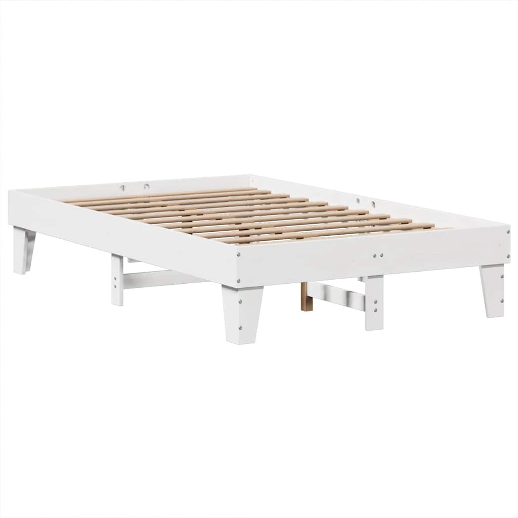 vidaXL Bed Frame without Mattress White 135x190 cm Solid Wood Pine 5