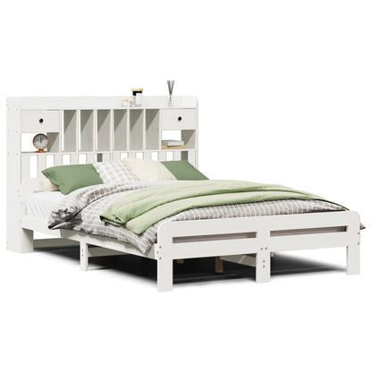 vidaXL Bookcase Bed without Mattress White 150x200 cm King Size Solid Wood Pine 2