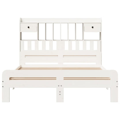 vidaXL Bookcase Bed without Mattress White 150x200 cm King Size Solid Wood Pine 4