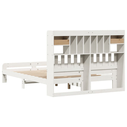 vidaXL Bookcase Bed without Mattress White 150x200 cm King Size Solid Wood Pine 6