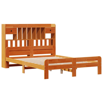 vidaXL Bookcase Bed without Mattress Wax Brown 150x200 cm King Size Solid Wood Pine 3