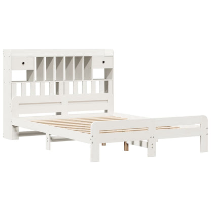 vidaXL Bookcase Bed without Mattress White 140x200 cm Solid Wood Pine 3