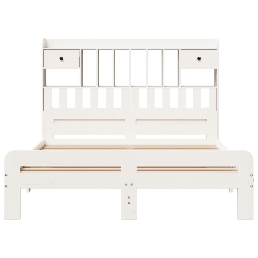vidaXL Bookcase Bed without Mattress White 140x200 cm Solid Wood Pine 4