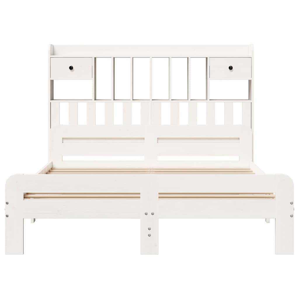 vidaXL Bookcase Bed without Mattress White 140x190 cm Solid Wood Pine 4