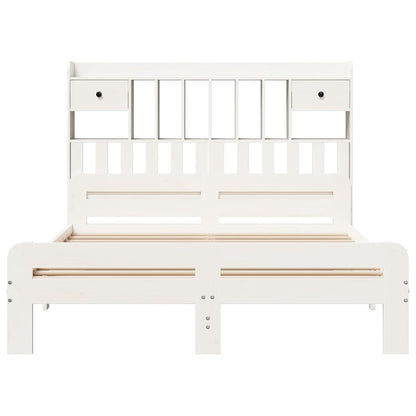 vidaXL Bookcase Bed without Mattress White 140x190 cm Solid Wood Pine 4