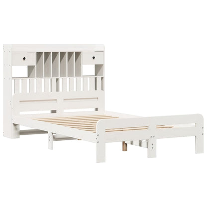 vidaXL Bookcase Bed without Mattress White 135x190 cm Double Solid Wood Pine 3