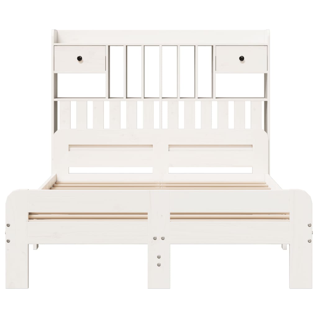 vidaXL Bookcase Bed without Mattress White 135x190 cm Double Solid Wood Pine 4