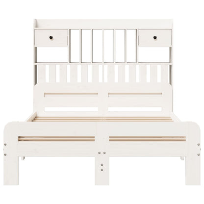 vidaXL Bookcase Bed without Mattress White 135x190 cm Double Solid Wood Pine 4
