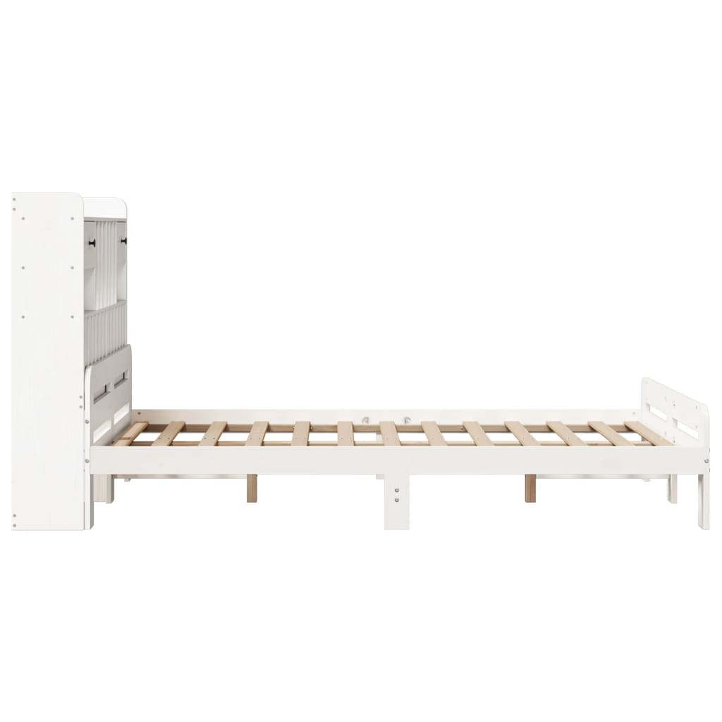 vidaXL Bookcase Bed without Mattress White 135x190 cm Double Solid Wood Pine 5