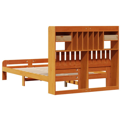 vidaXL Bookcase Bed without Mattress Wax Brown 135x190 cm Double Solid Wood Pine 6