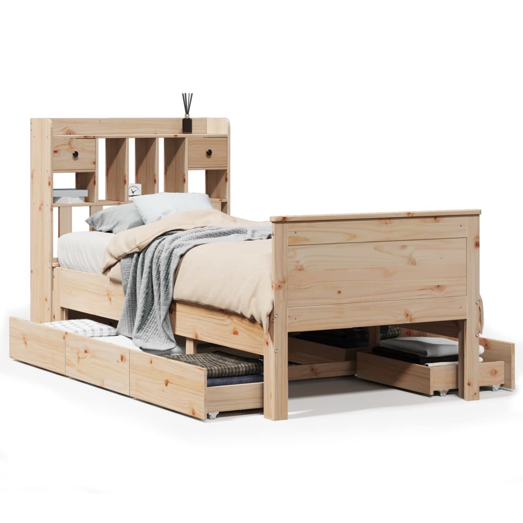 vidaXL Bookcase Bed without Mattress 75x190 cm Small Single Solid Wood Pine 2