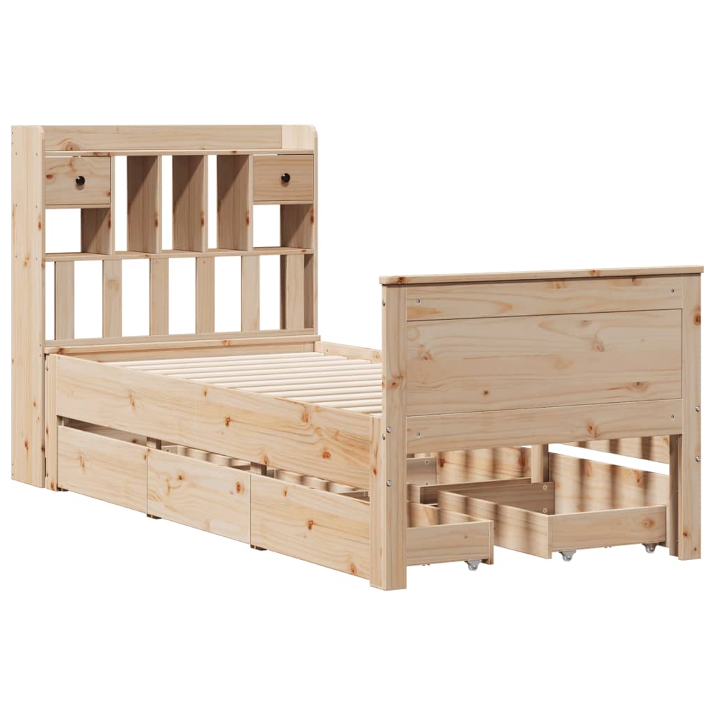 vidaXL Bookcase Bed without Mattress 75x190 cm Small Single Solid Wood Pine 3