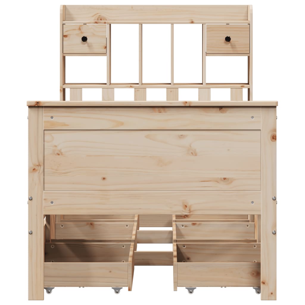 vidaXL Bookcase Bed without Mattress 75x190 cm Small Single Solid Wood Pine 4