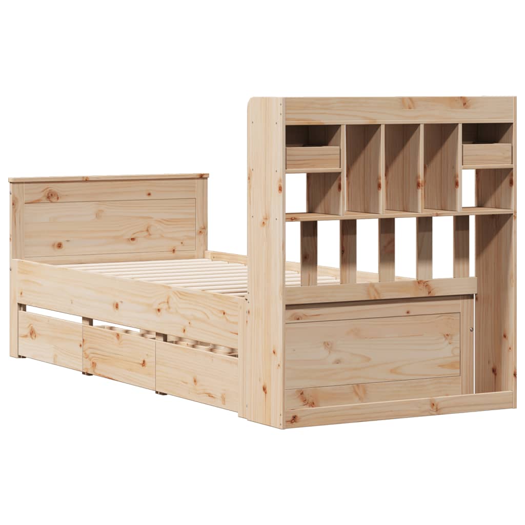 vidaXL Bookcase Bed without Mattress 75x190 cm Small Single Solid Wood Pine 6