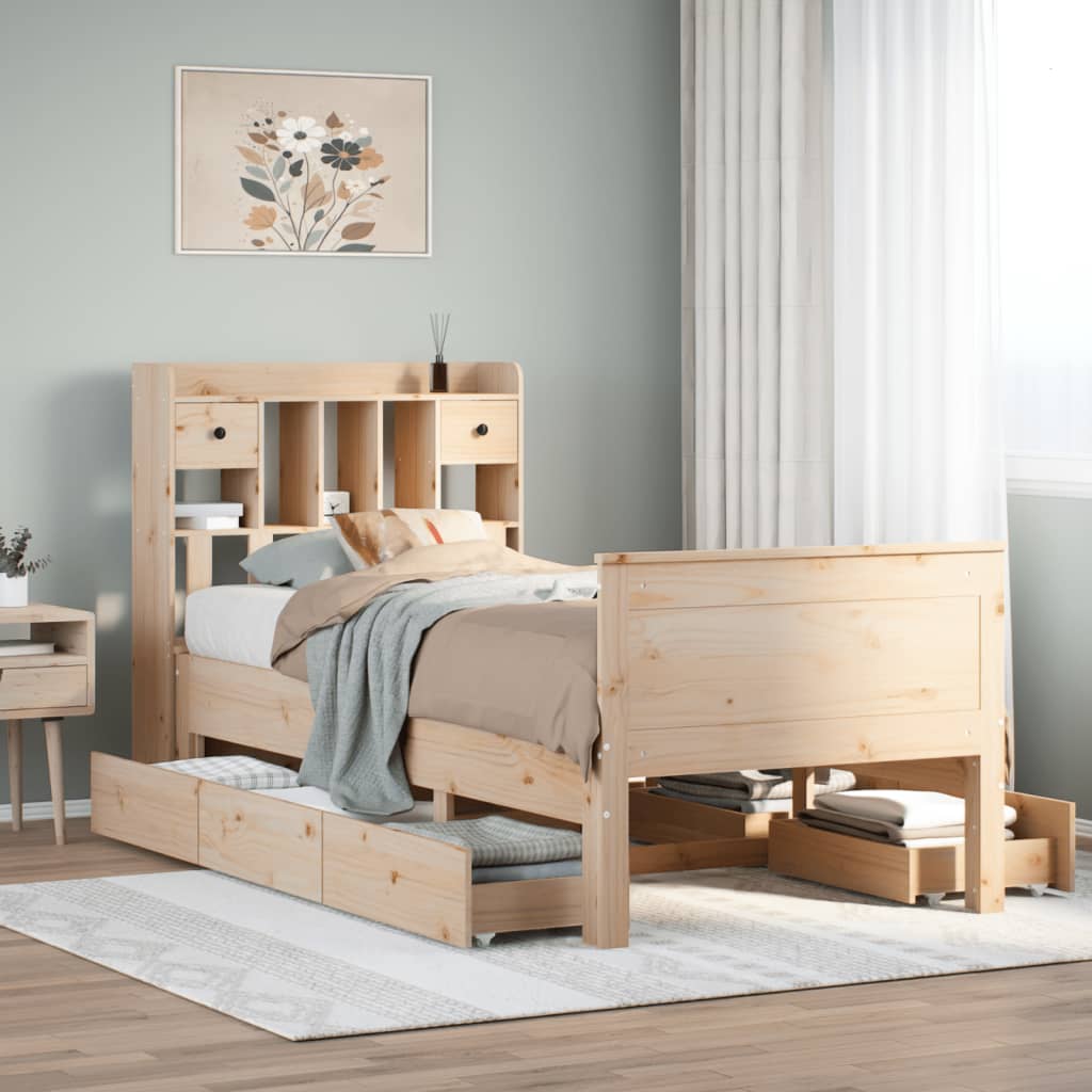 vidaXL Bookcase Bed without Mattress 75x190 cm Small Single Solid Wood Pine 1