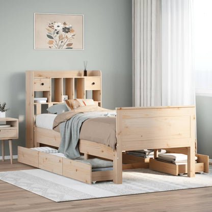 vidaXL Bookcase Bed without Mattress 75x190 cm Small Single Solid Wood Pine 1