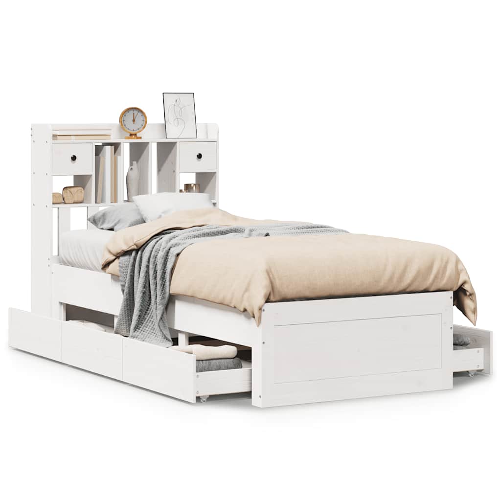vidaXL Bookcase Bed without Mattress White 90x200 cm Solid Wood Pine 2