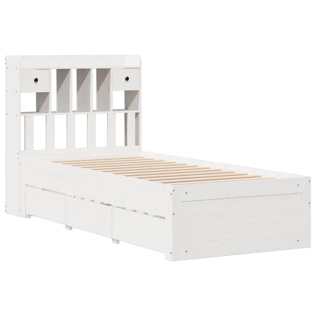 vidaXL Bookcase Bed without Mattress White 90x200 cm Solid Wood Pine 3