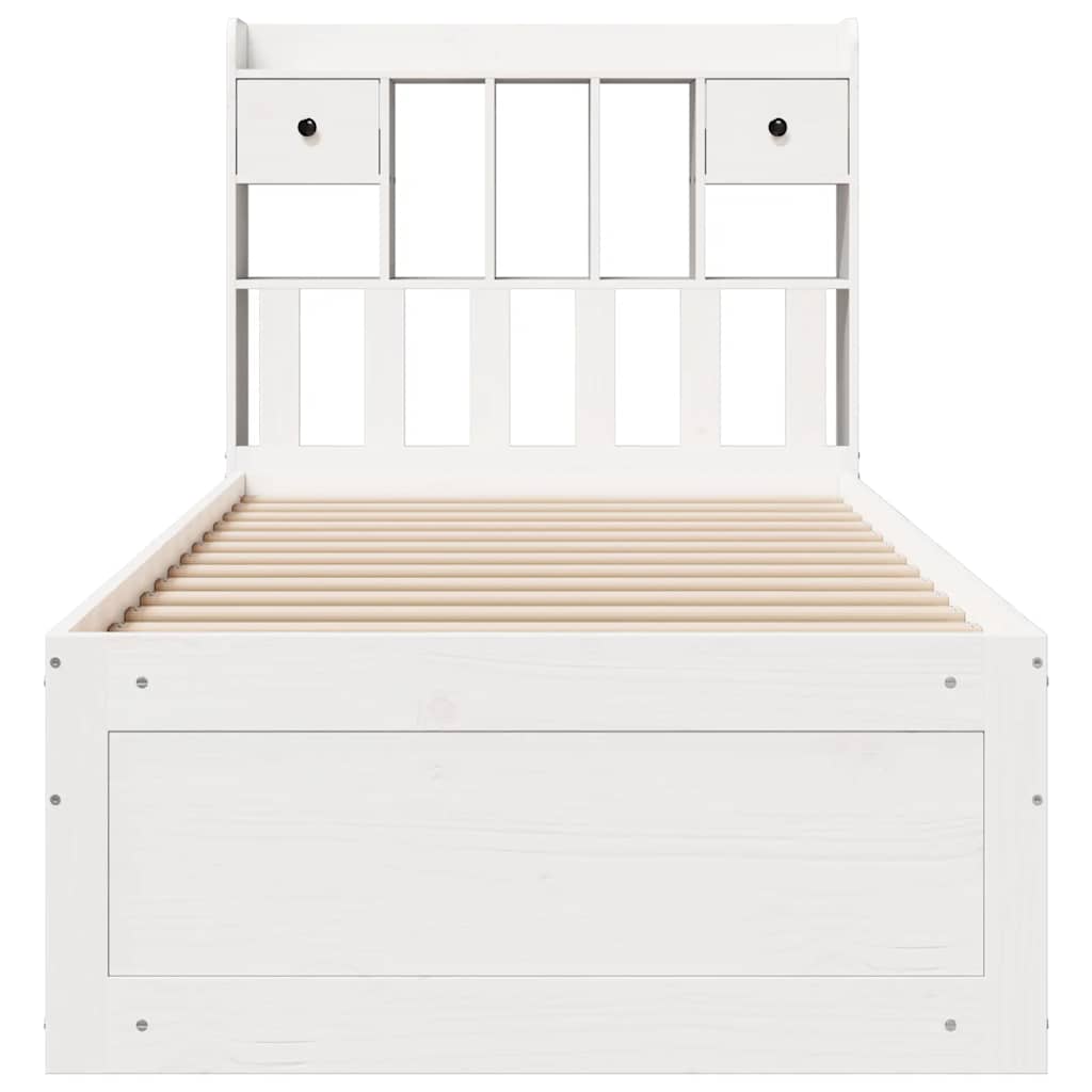vidaXL Bookcase Bed without Mattress White 90x200 cm Solid Wood Pine 4