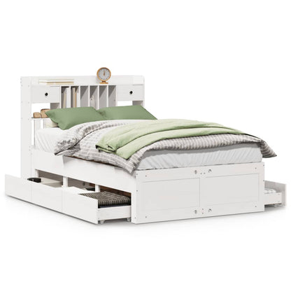 vidaXL Bookcase Bed without Mattress White 135x190 cm Solid Wood Pine 2