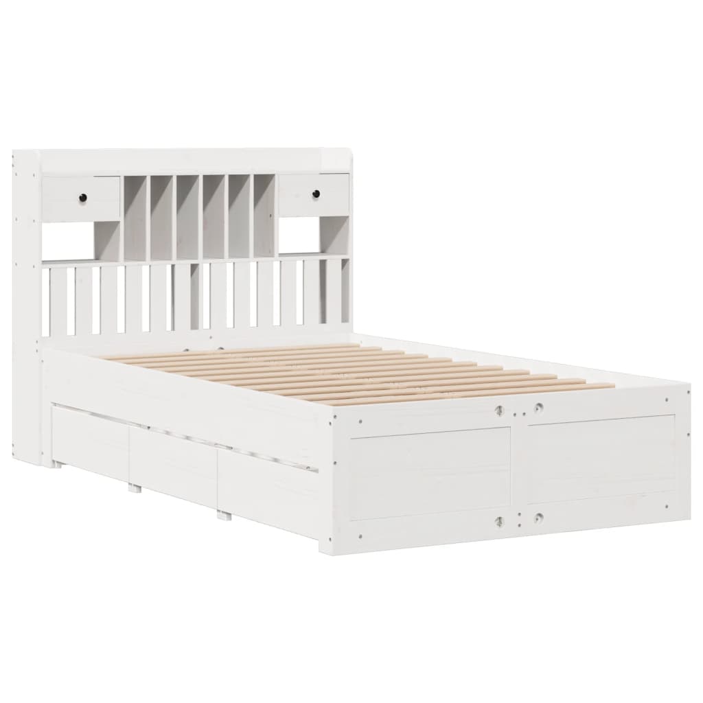 vidaXL Bookcase Bed without Mattress White 135x190 cm Solid Wood Pine 3