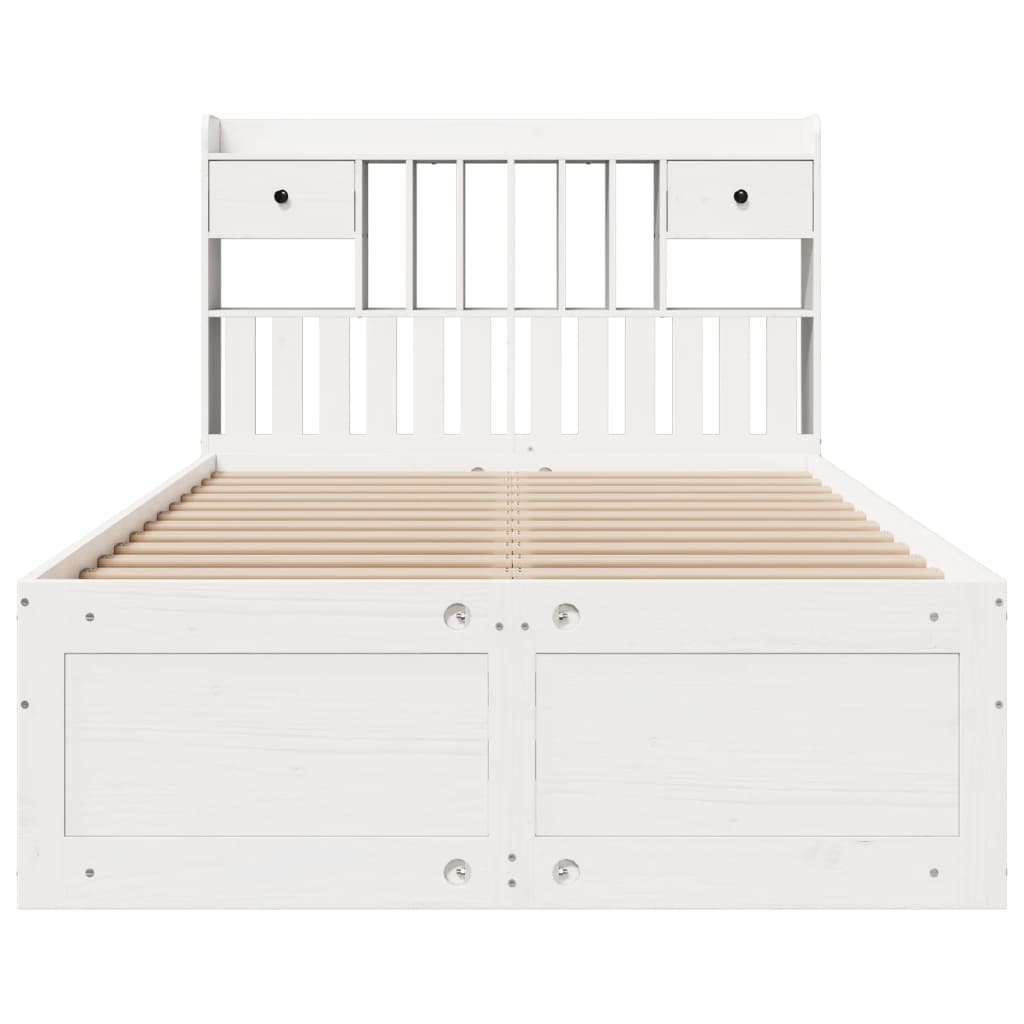 vidaXL Bookcase Bed without Mattress White 135x190 cm Solid Wood Pine 4