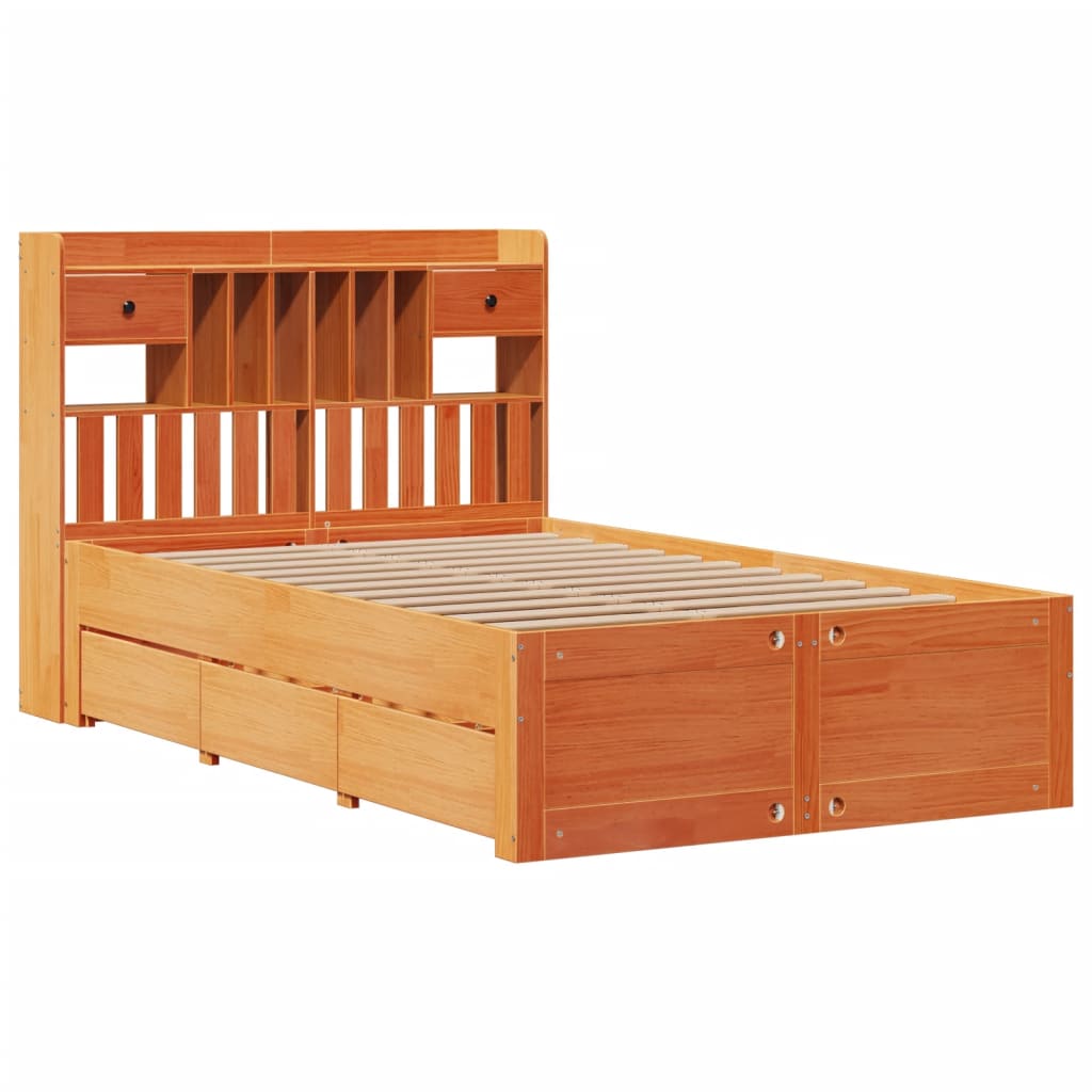 vidaXL Bookcase Bed without Mattress Wax Brown 135x190 cm 3