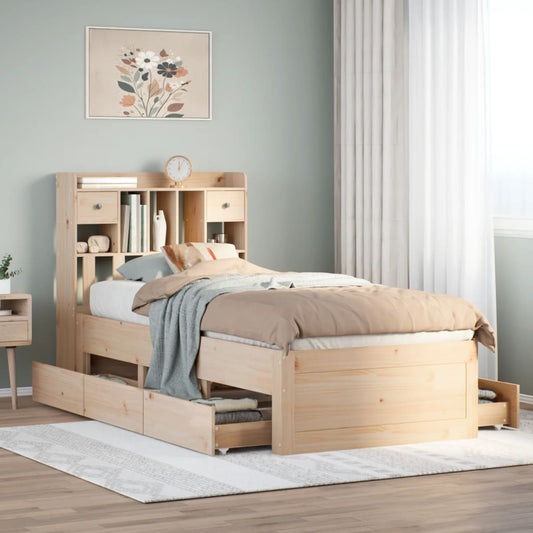 vidaXL Bookcase Bed without Mattress 75x190 cm Solid Wood Pine 1