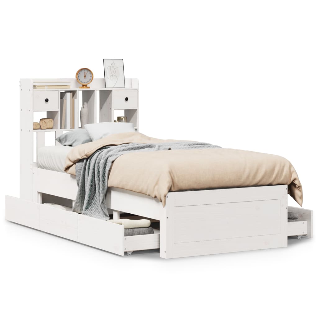 vidaXL Bookcase Bed without Mattress White 75x190 cm Solid Wood Pine 2