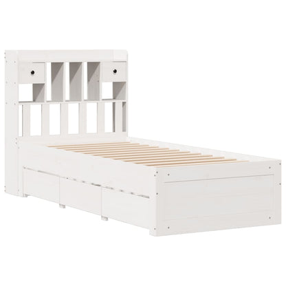 vidaXL Bookcase Bed without Mattress White 75x190 cm Solid Wood Pine 3