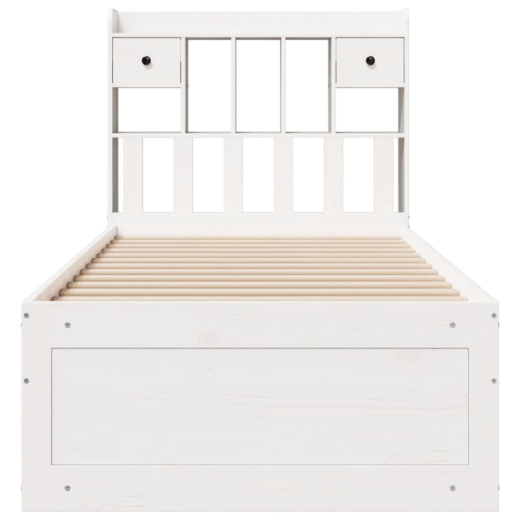 vidaXL Bookcase Bed without Mattress White 75x190 cm Solid Wood Pine 4