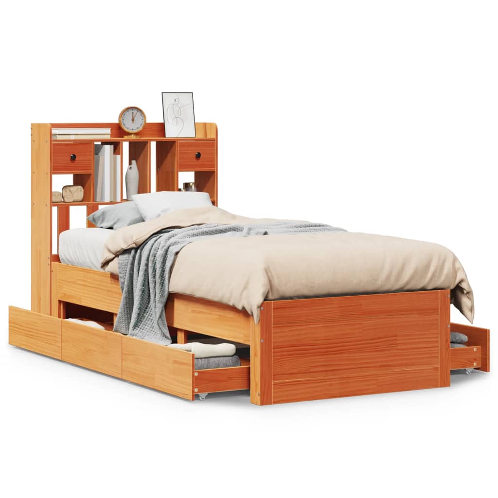 vidaXL Bookcase Bed without Mattress Wax Brown 75x190 cm 2