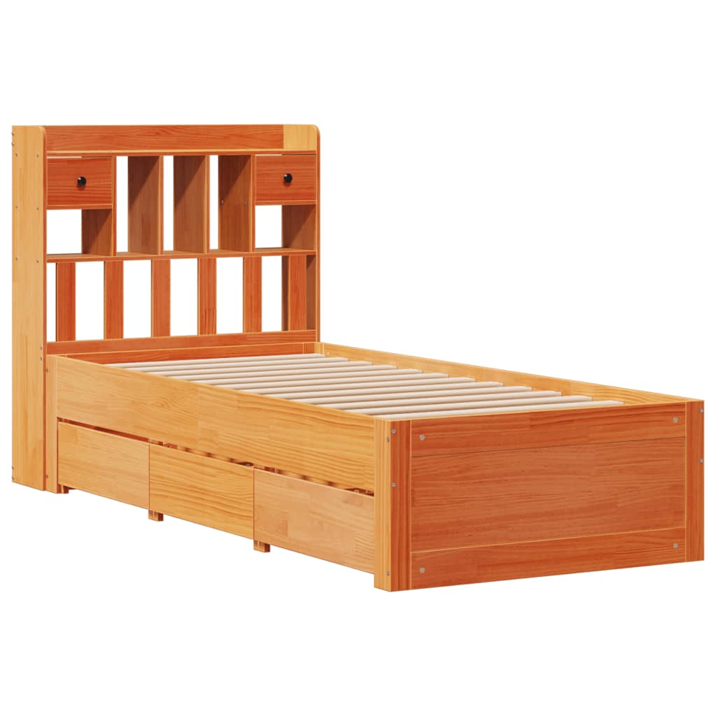 vidaXL Bookcase Bed without Mattress Wax Brown 75x190 cm 3
