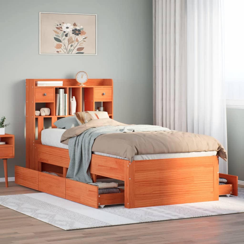 vidaXL Bookcase Bed without Mattress Wax Brown 75x190 cm 1