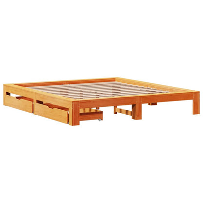 Bed Frame without Mattress Solid Wood Pine Length 200 cm Wax brown 200 cm