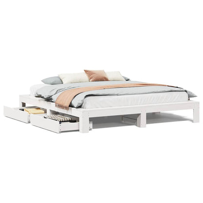 vidaXL Bed Frame without Mattress White 180x200 cm Solid Wood Pine 2